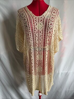 Women’s Crochet Swim Coverup - Cream